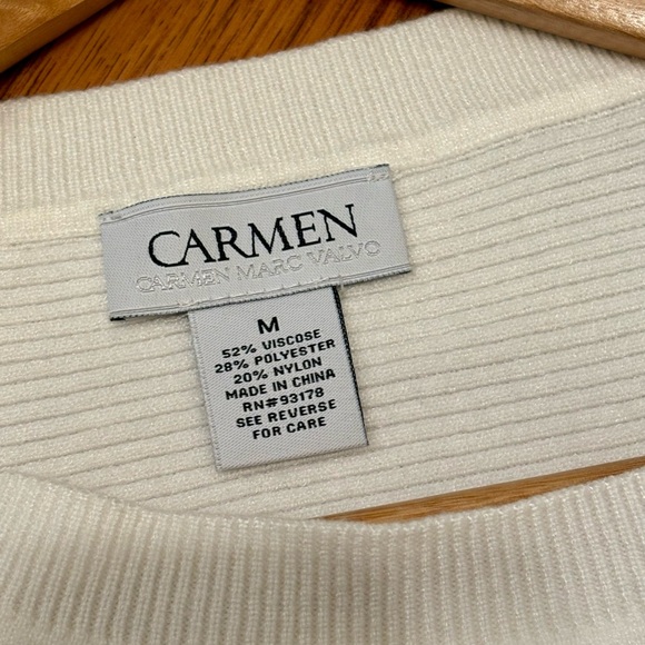 Carmen Marc Valvo Ivory Cream Women's Dolman Zipper Sleeve Sweater. Medium - Picture 2 of 8